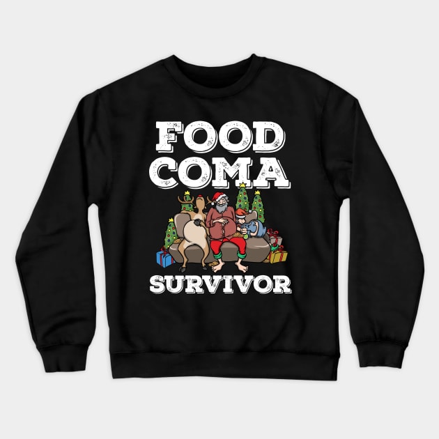 Foodie Gifts Santa Claus Food Coma Funny Christmas Pun Crewneck Sweatshirt by TellingTales